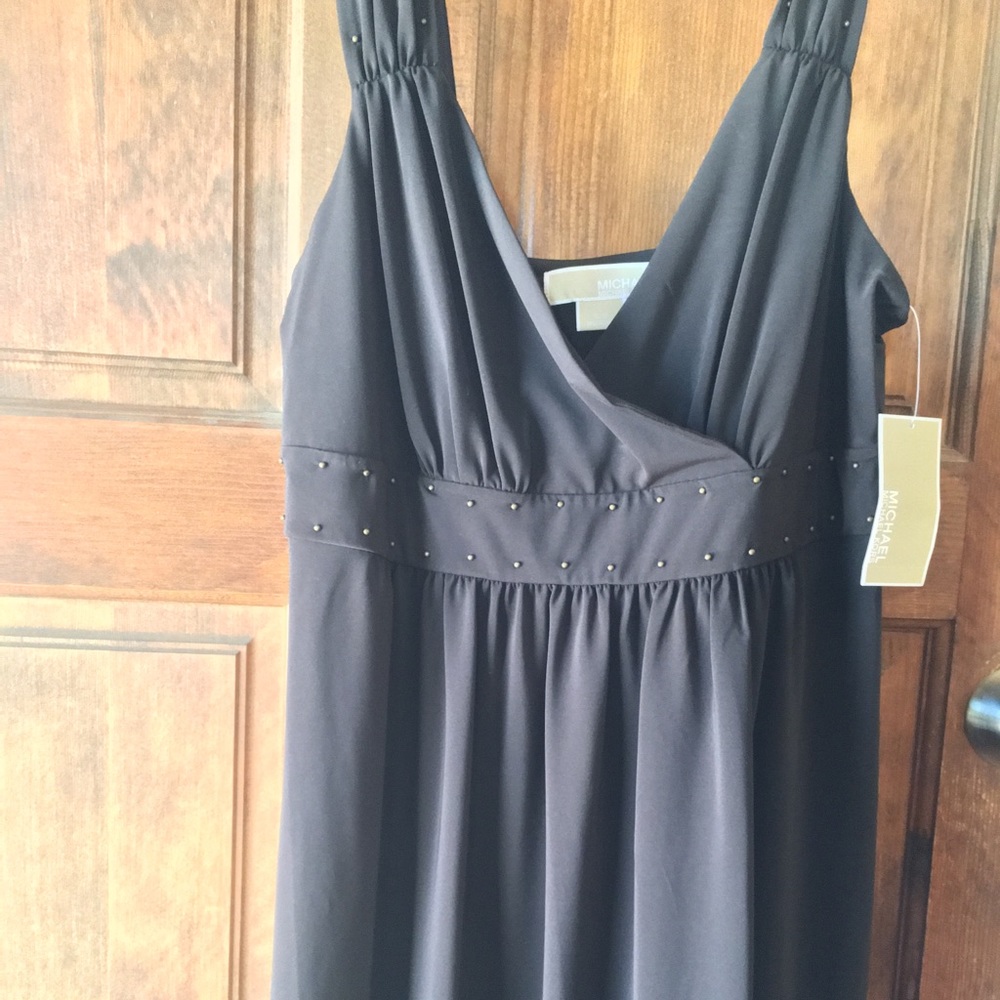 Michael Kors Chocolate Brown Gold Studded Dress